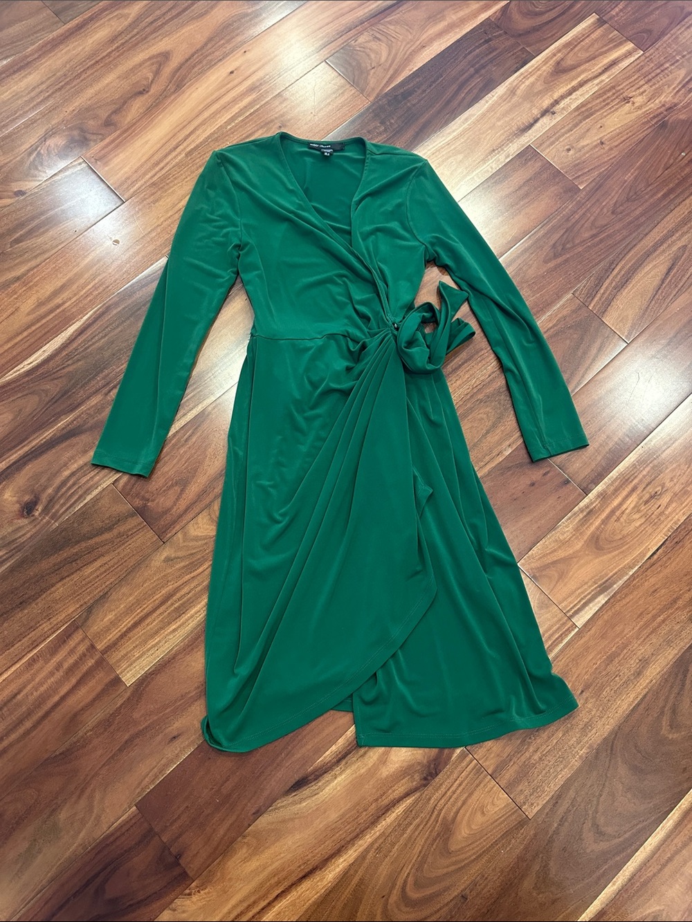 Maggy London Emerald Green Faux-Wrap Midi Dress